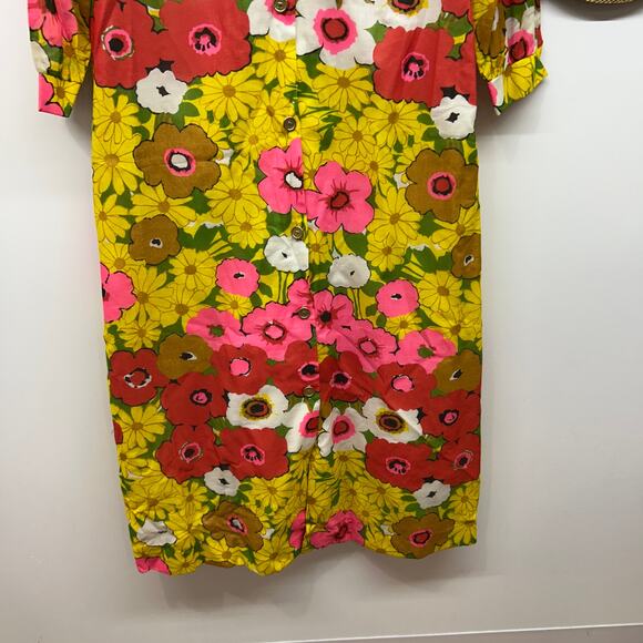 True Vintage 70s Mr Jac Long Maxi Dress 16 Retro Flower Floral Colorful Button - Picture 5 of 8
